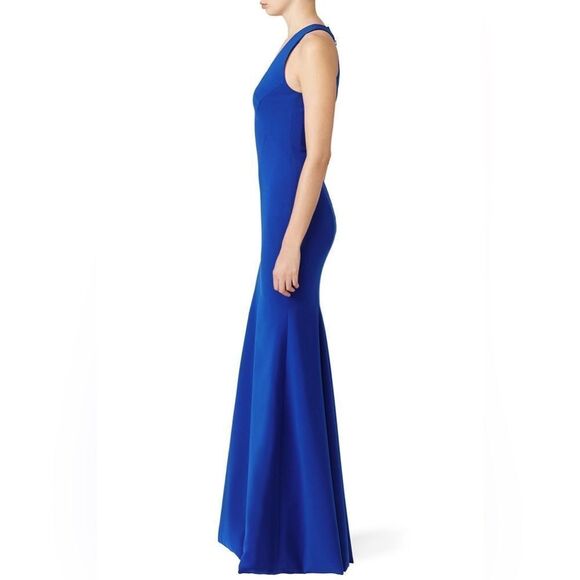 Theia Cobalt Smooth Mermaid Gown - Picture 4 of 14